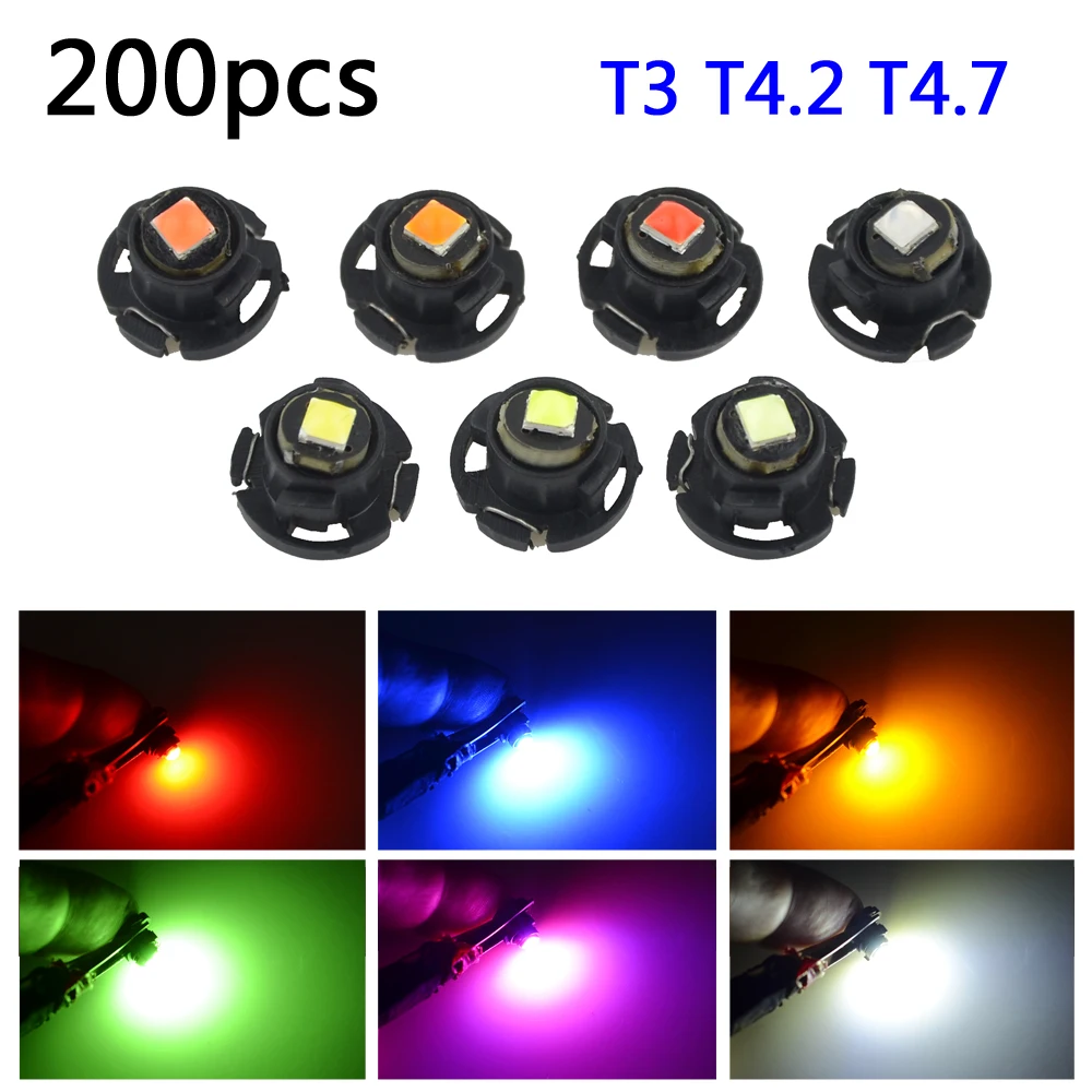200 Pz T3 T4.2 T4.7 Led 3030 Smd Car Board Cruscotto Lampada Cruscotto Automatico Indicatore Di Riscaldamento Cuneo Blu Verde Giallo
