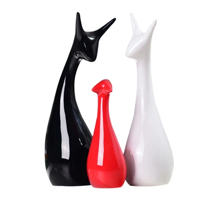 Deer B 3 pcs Ермакова Керамика Скульптура животных Слон фарфоровые украшения олень ремесла художественная Статуэтка домашний офис настольные украшения подарок - Цвет: Deer B 3 pcs