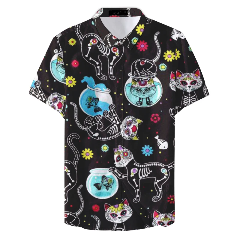 Мужская Повседневная рубашка с цветочным принтом лето 2019|Рубашки коротким