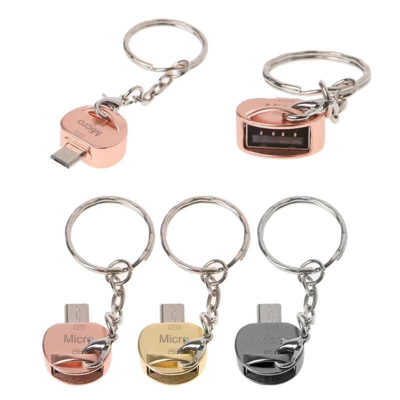 Металлический Micro USB Мужской к USB 2,0 A Женский OTG конвертер данных адаптер с брелоком