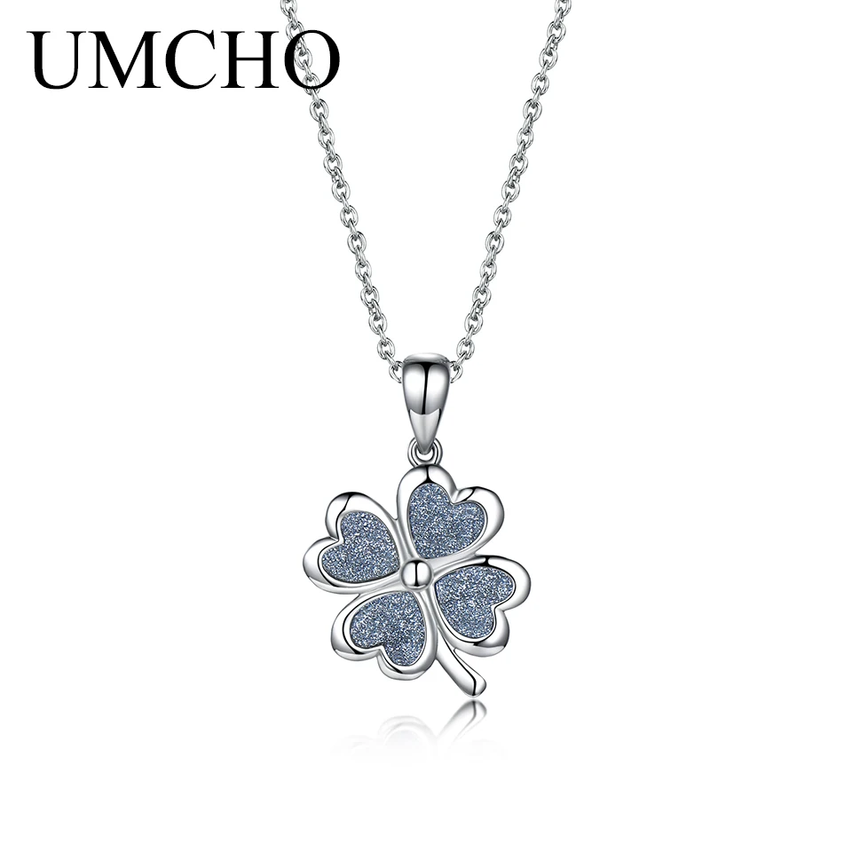 

UMCHO Silver Four-leaf Clover 925 Sterling Silver Necklace Pendants For Women Girl Birthday Present Decoration Fine Jewelry
