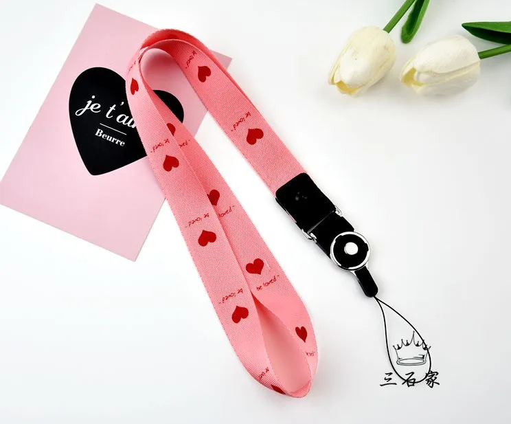 2 в 1 съемная пряжка мобильный телефон ремни черный розовый милый сердечко