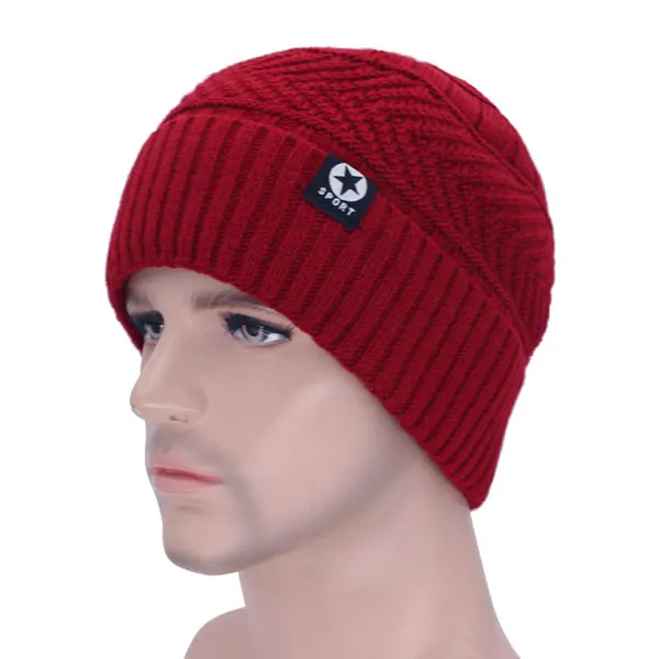 wine red hat Бренд Skullies Beanies, мужские зимние шапки для мужчин, вязаная шапка, женская шапка, шарф на шею, новое кольцо, спортивная шапка, Мужская зимняя шапочка-бини, шапка - Цвет: wine red hat
