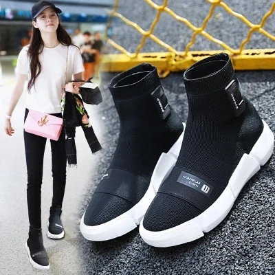 

Shoes woman socks shoes women's new wild elastic fly woven flat socks high shoes