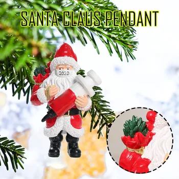 

40# 4pc 2020 Christmas Ornament Santa Wearing A Face Mask Decorate Christmas Tree Santa Claus Pendant Navidad Drop Ornaments
