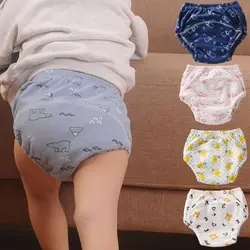 Fraldas reutilizáveis de algodão puro 3 tamanhos, 6 camadas, à prova d'água, fraldas de pano para bebês, crianças, calças de treinamento, roupa íntima
