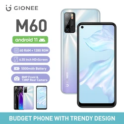 GIONEE M60 Mobile Phone 4GB 128GB Octa Core Android 11 4G Smartphone 6.55