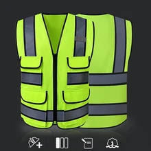 Спортивный светоотражающий жилет высокая видимость защитный жилет Строительная площадка верхняя одежда мульти карман Защитное снаряжение Открытый