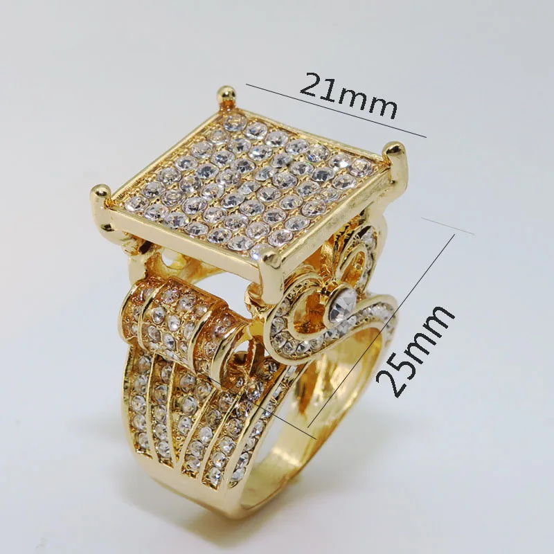 Роскошный свинцовый хрусталь с фианитами в микро-паве Bling Iced Out кольцо хип хоп геометрические серебряные/золотые цвета свадебные кольца для мужчин женщин Z4N952
