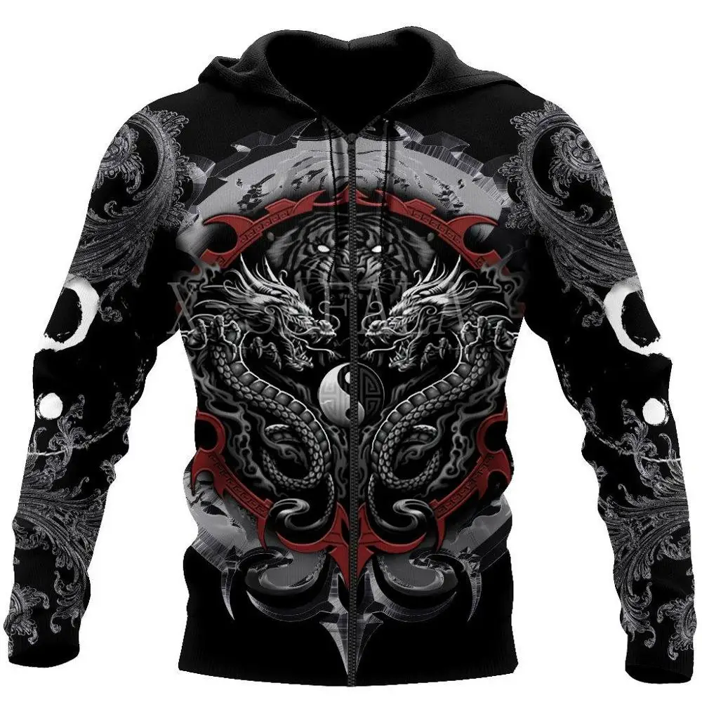 

Dragon Tiger Yin And Yang Gothic Art 3D Print Hoodies Pullover Sweatshirt Man Women Harajuku Zip Casual Unisex Jacket Tracksuit