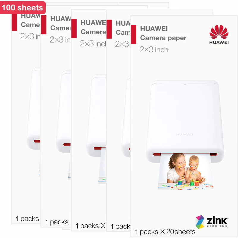 100 sheets huawei AR портативный фото делитесь бумагой Zink принтер DIY делитесь бумагой Bluetooth 4,1 20 в упаковке - Цвет: 100 sheets