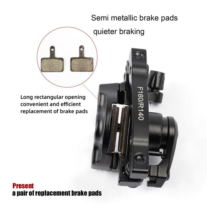 Description Picture 5 of itemBicycle Brake Set Mechanical Brakes Mountain Bike Front Rear kit With 160mm Disc Rotors Built-in Brake Pad Cycling Double Brake