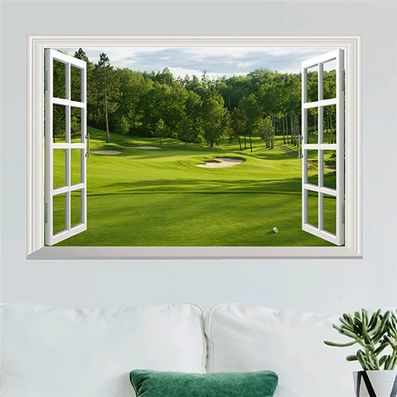 

Forest 3D Window View Wall Sticker Landscape Wall Vinyl Art Removable Bedroom Kitchen Wallpaper Home Decor