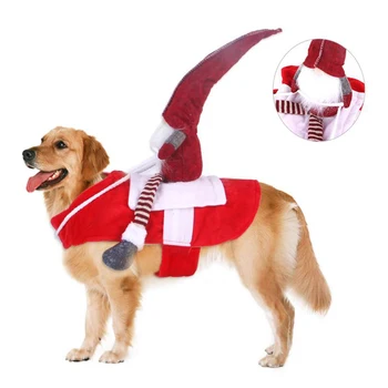 

Novelty Pet Funny Dog Cat Christmas Riding Dress Warm Apparel Holiday Party Dress Up Cosplay Clothes Outfit Decor Supplies