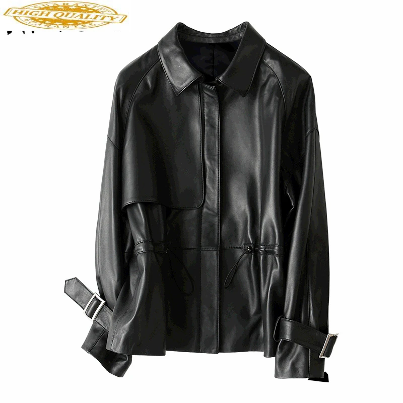 

Fashion Natural Sheepskin Coats Short Genuine Leather Coat Female Autumn Spring Trench Jackets Women Real Leather 29104