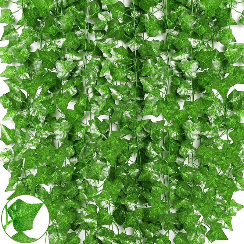 12 Strands Artificial Ivy Leaf Plants Vine Hanging Garland Fake Foliage