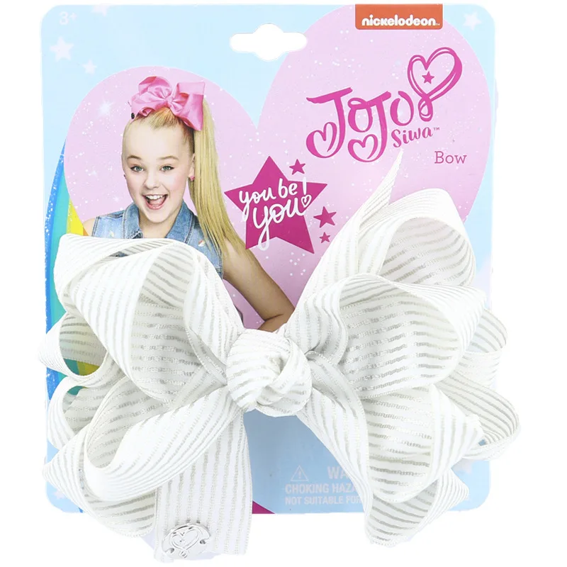 " Jojo Siwa бантики для волос для девочек детские заколки Grosgrain Stipe Ленточные Заколки модные аксессуары для волос