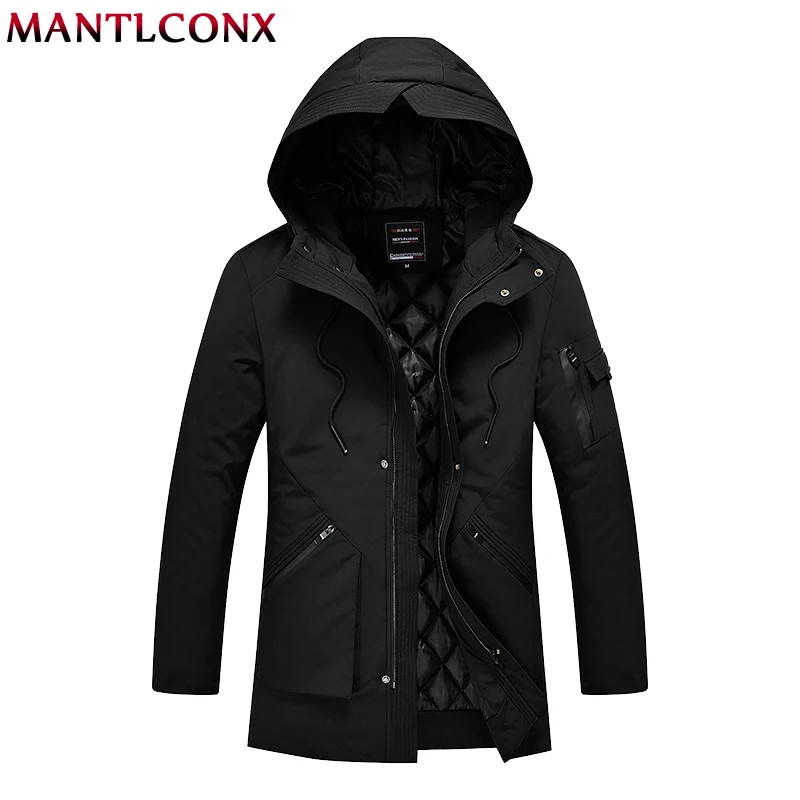 MANTLCONX, Длинные парки, зимняя куртка для мужчин, новинка, теплая ветрозащитная Повседневная Верхняя одежда, стеганая хлопковая куртка, пальто, качественные мужские парки