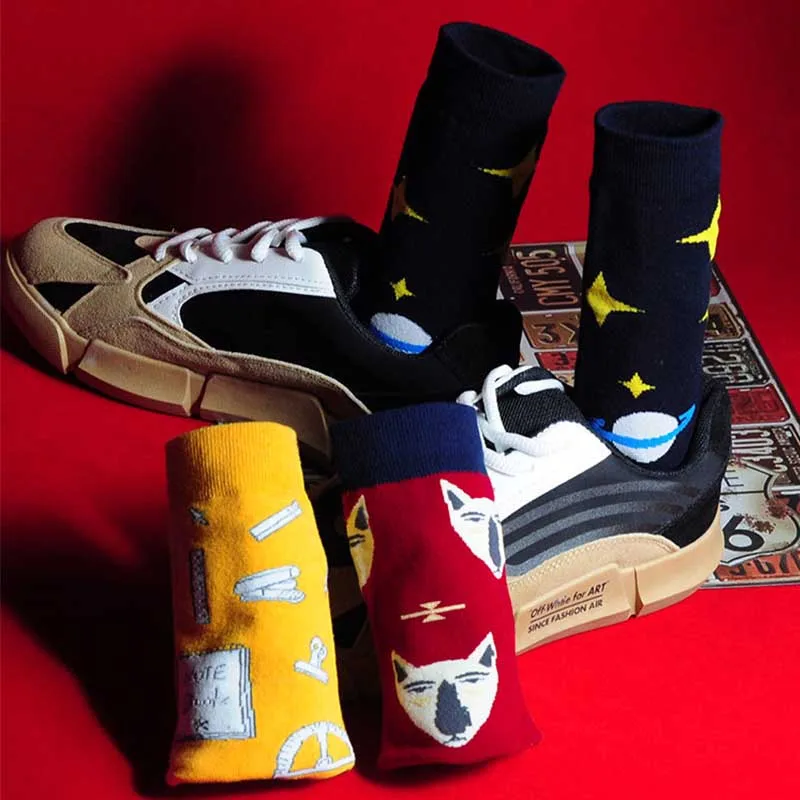 Мужские Модные Цветные Носки с рисунком крокодил Акула Зебра Цветок Птица мягкие