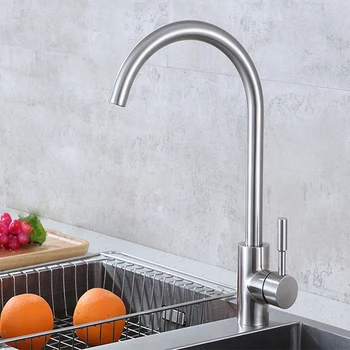 

Single joint 304 stainless steel 360 ° rotating faucet Hot and cold water faucet dish basin rotatable kitchen faucet