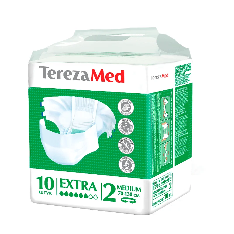 TerezaMed Подгузники для взрослых Extra Medium (№2) уп.10шт памперсы терезамед взрослые