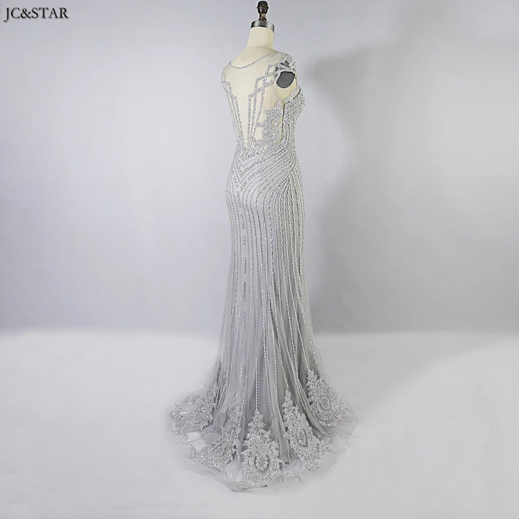 Vestidos de fiesta de noche talla grande, новинка, кружевное, с коротким рукавом, серебряное, сексуальное, Русалка, Дубай, вечернее платье, длинное, для выпускного вечера