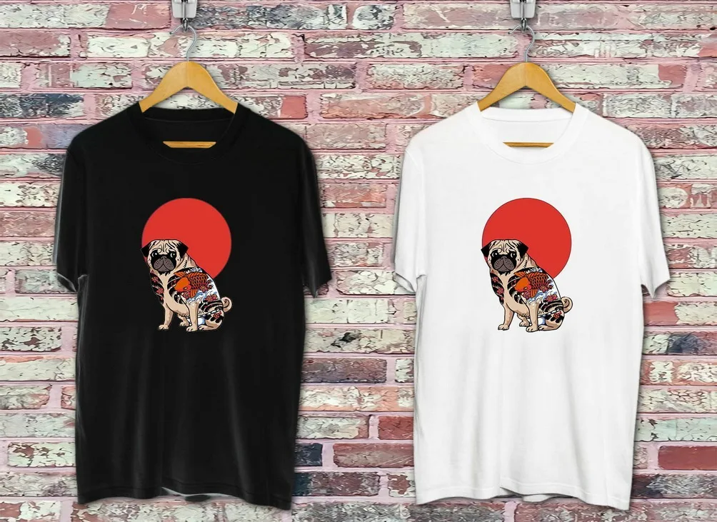 Новая белая и черная футболка Yakuza с Мопсом размеры США s m l Xl 2Xl Xxxl Zm1 Diy принтом |