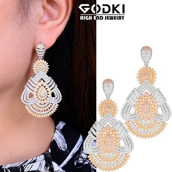 

GODKI NEW TRENDY WATERDROP African Dangle Earrings For Women Wedding Cubic Zirconia DUBAI Bridal Earring Party Jewelry 2020