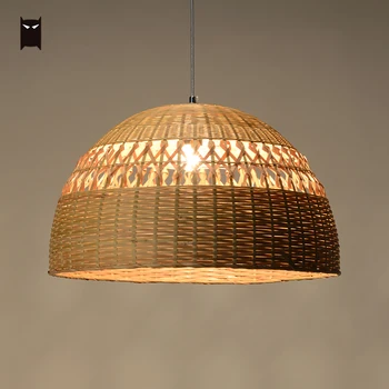 

Delicate Art Bamboo Wicker Rattan Shade Pendant Light Fixture Modern Nordic Scandinavian Country Hanging Ceiling Lamp Designer