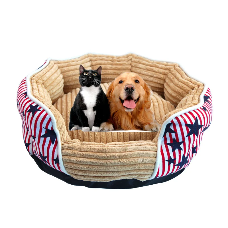 New Striped Bite-resistant Kennel Cat Pets SofaWinter Warm Pet Nest Removable Washable Inner Cat Litter Dog House Dog Mat 13