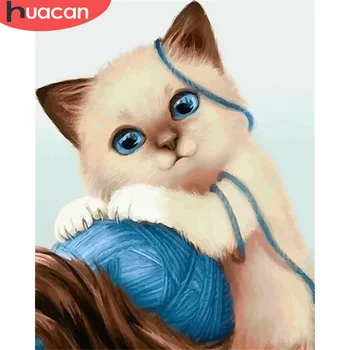 

HUACAN Painting By Number Cat Drawing On Canvas Gift DIY Pictures By Numbers Animal Kits Hand Painted Paintings Art Home Decor