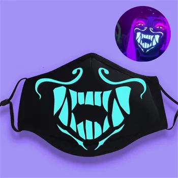 

New Game Akali KDA K/DA Assassin Cosplay S8 Face Mask Night Lights Cosplay Mask Props Masks Luminous Mouse Xmas Gifts Dustproo