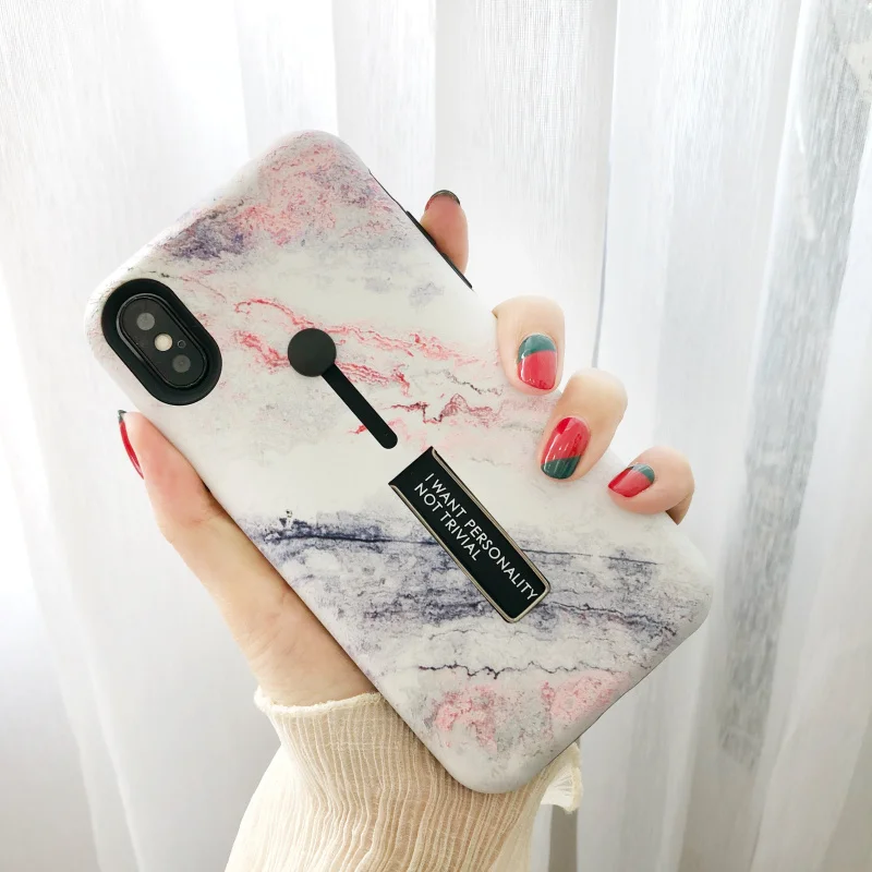 

Case for Iphone 7 Xr 6s 6 8 Xs Max X Xs Fashion Marble Loop Ring Phone Cases for Iphone 7 8 6 6s Plus Case Cover Coque Loop Case