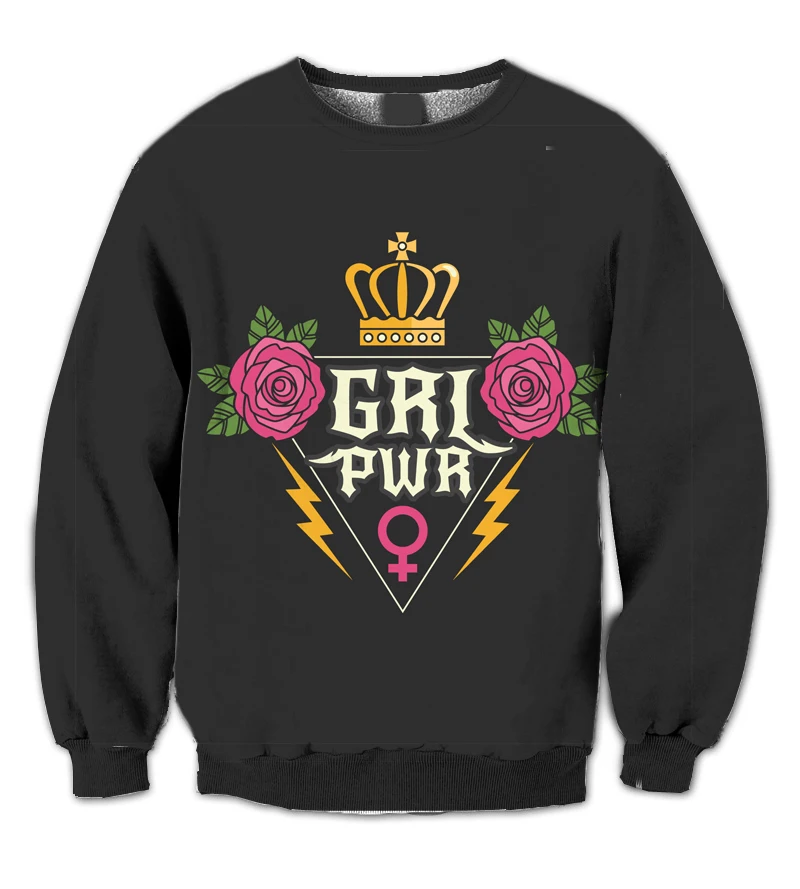 

REAL American US SIZE Girl Power - Unity 3D Sublimation Print Plus size Crew neck Sweatshirt Big sizes 3XL 4xl 5xl 6xl