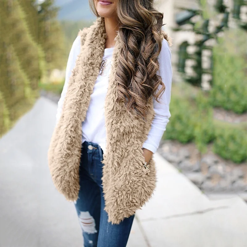 2020 Fashion Plus New Fashion Faux Fur Coat Women Faux Fur Vest for Women Sleeveless Cardigan Women Sleeveless Jacket  Vest