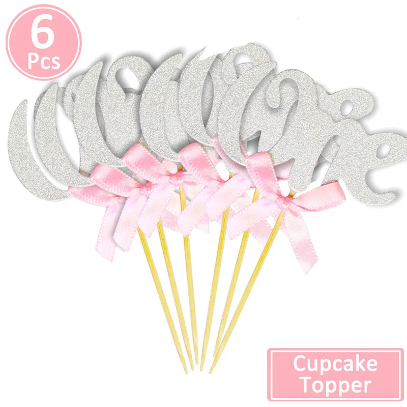 6pcs silver pink one Первый день рождения Девушка Вечерние розовый воздушный шар для колонны 1-й декорации с днем рождения Дети Один Год 2-й 3 4 плакат "с днем рождения" Декор - Цвет: 6pcs silver pink one