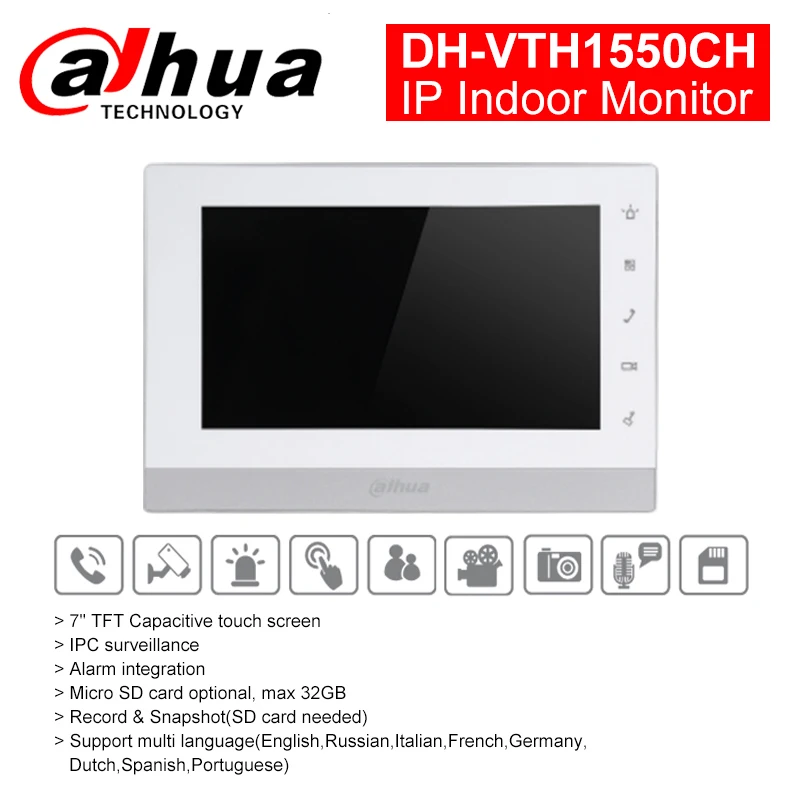 Сетевой видеорегистратор Dahua IP Крытый монитор VTH1550CH мульти Язык 7 дюймовый Экран