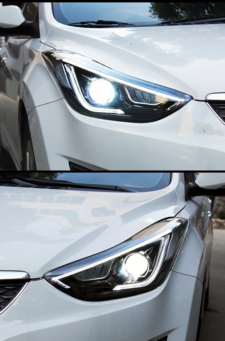 Автомобильный Стайлинг Головной фонарь чехол для фары для автомобиля Hyundai Elantra 2012- светодиодный фары DRL Объектив Двойной Луч Биксенон HID
