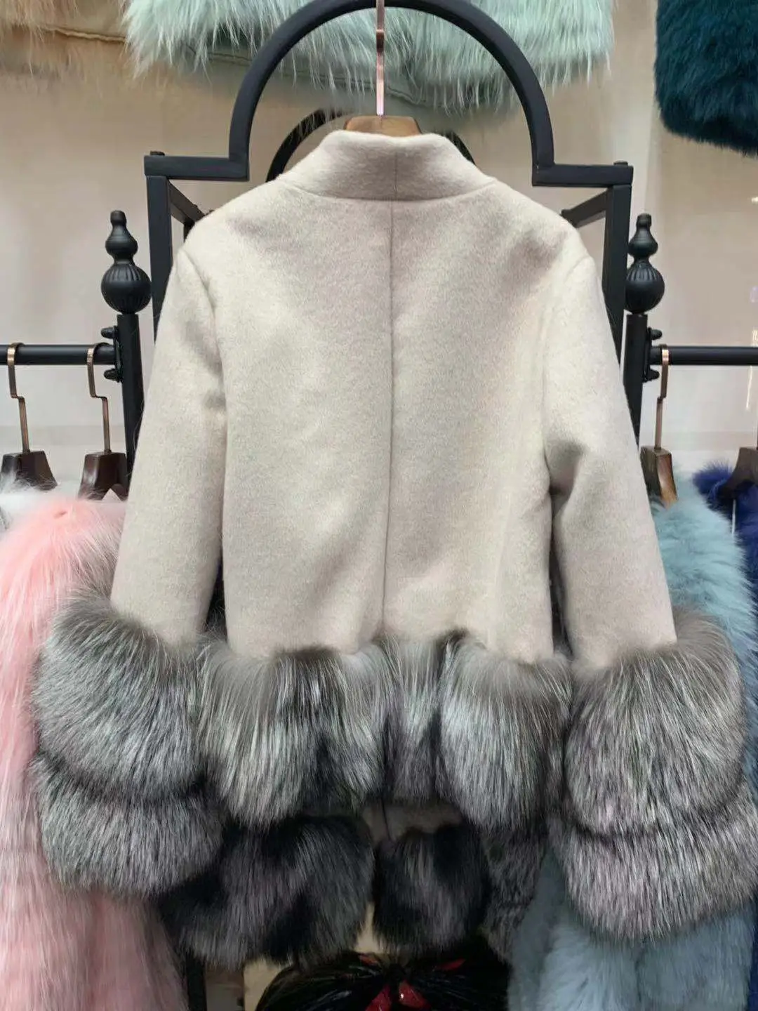 OFTBUY зимняя женская куртка из натурального меха натуральный мех серебристой лисы с манжетами, толстая теплая кашемировая шерстяная верхняя одежда, новая уличная одежда
