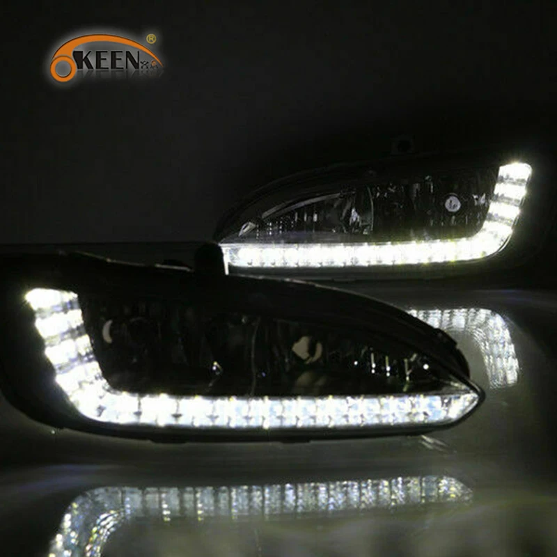 OKEEN 2 шт. автомобильный Стайлинг DRL для hyundai IX45 Santa Fe SantaFe 2013 Светодиодный дневной ходовой светильник белый привод противотуманная фара