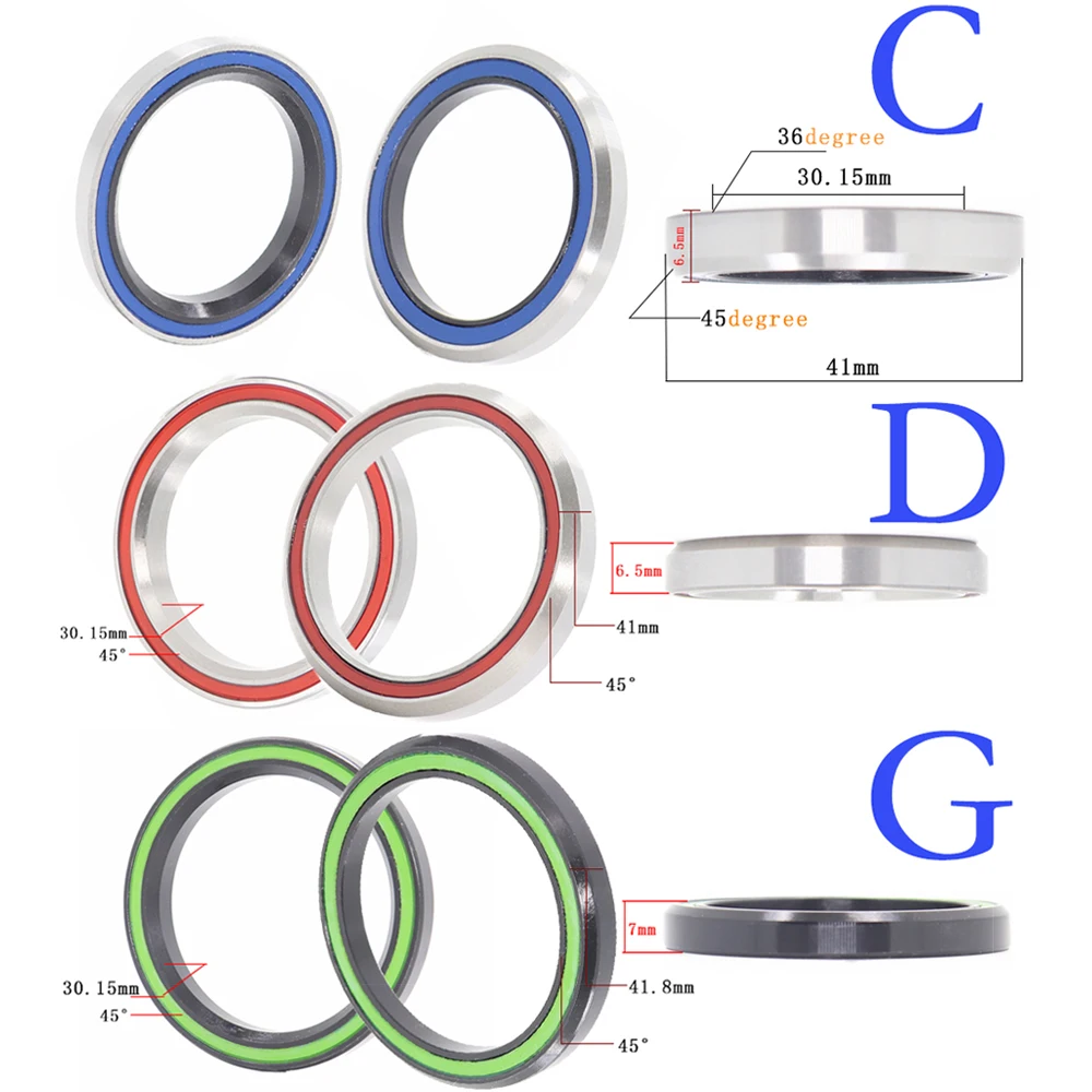 Bike Headset Bearings 27.2-41.8mm ACB Road MTB Angular Contact Bicycle Bearing 36/45 1PC