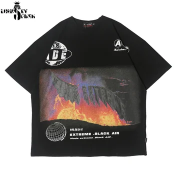 

Lindsey Seader 2020 Paint Printed Volcano Men Unisex Male Tshirt Short Sleeve Loose Version Design Letters T Shirts Tops Tees