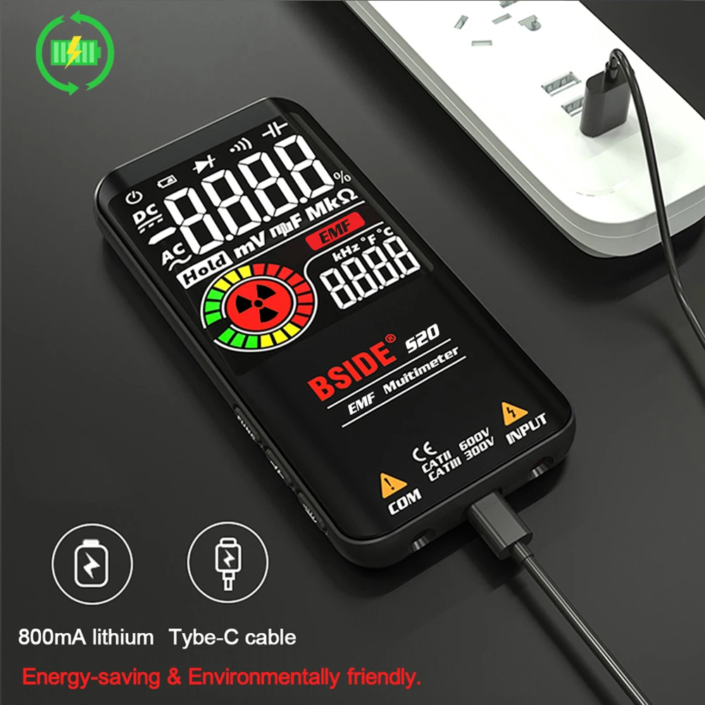 Цифровой мультиметр BSIDE S20 тестер с цветным ЖК дисплеем для измерения напряжения