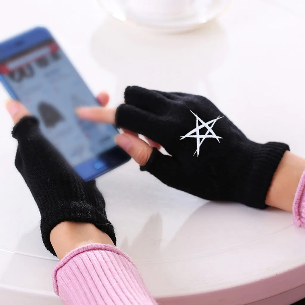 B fashion casual Half Finger Gloves Autumn And Winter Knitted Mittens Keep Warm@9 - Цвет: B
