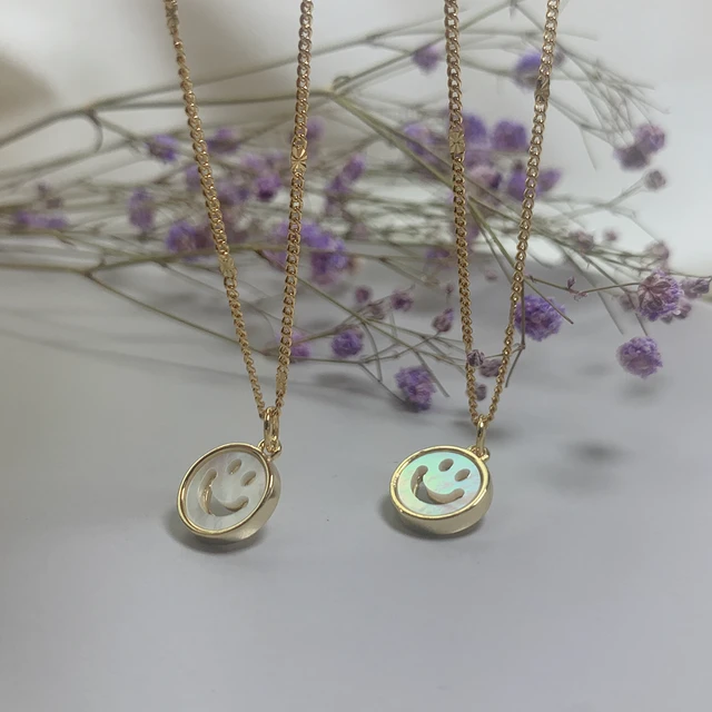 Round Coin Smiley Face Smile Necklace