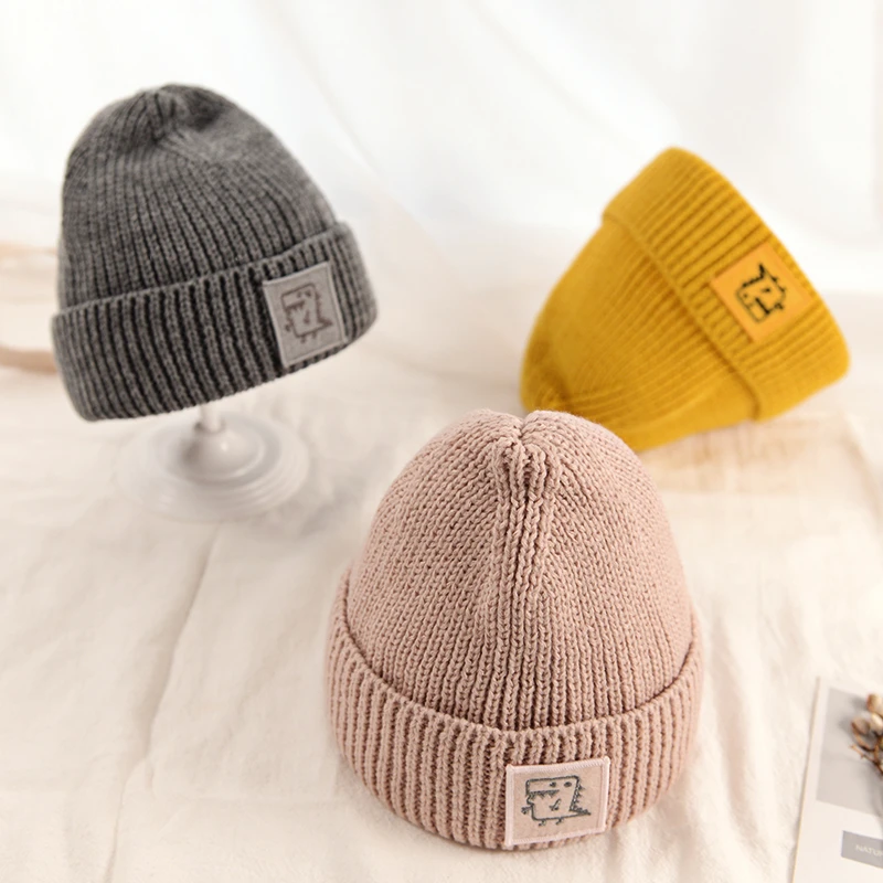 Зимняя шапка для девочки Beanie hat Baby шапка, шапки-бини для малышей Детские шляпы вязаная шапка для мальчиков и девочек, Повседневное однотонные Цвет