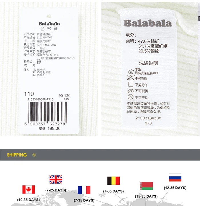 Balabala/Новинка года; детские свитера для маленьких девочек; свитера с блоками; осенние свитера для девочек; вязаный детский пуловер; повседневная одежда для мальчиков