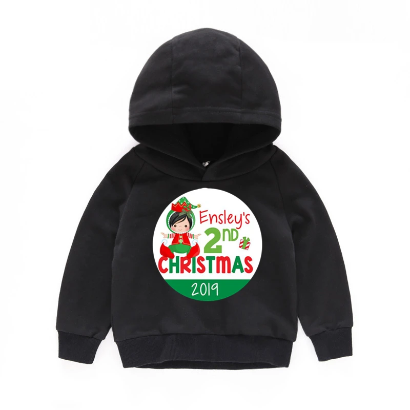 Personalized Baby's 1-4 Christma Hoodie Sweatshirt Winter Coat Toddler Baby Kids Cartoon Costume Name for Girls Clothes,dKMT341