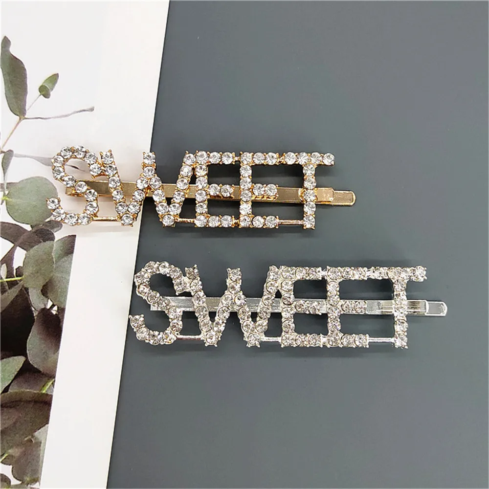 2PCS Shining SWEET LOVE SEXY Letter Hairpins Diamond Barrette Hair Clips For Girls Styling Tool Hairgrip Women Hair Accessories (2)
