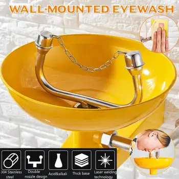 

Stainless Steel Safety Equipment Emergency Eye Wash Station Wall Mounted Double-port Eye Wash Bowl Washer Fist Aid Tool